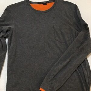 RLX Ralph Lauren Dark Gray Long-Sleeve Crewneck with Orange Trim